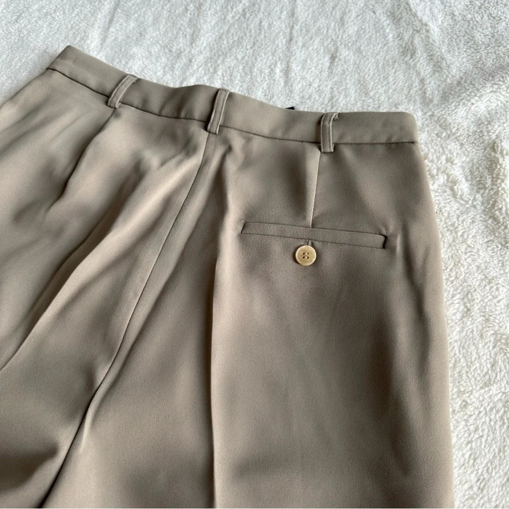 The Frankie Shop NWT Isla Pleated Green Sage Crepe Straight-Leg Trousers Pants S